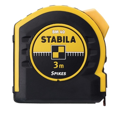 Flessometro BM 40, 10 m, con scala graduata su entrambi i lati e gancio Spike - 17747 - Stabila