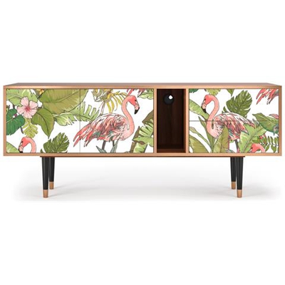 T1 Mobile Porta Tv, 2 Cassetti E 2 Ante Con Apertura A Pressione, 170w X 48d X 69h - Sweet Flamingo