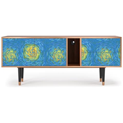 T1 Mobile Porta Tv, 2 Cassetti E 2 Ante Con Apertura A Pressione, 170w X 48d X 69h - Van Gogh Lights