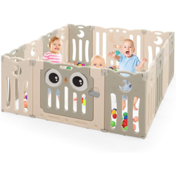 Box Recinto per Bambini, Barriera di Sicurezza Centro Attivita per Interno e Esterno, in HDPE (Beige) - COSTWAY precio