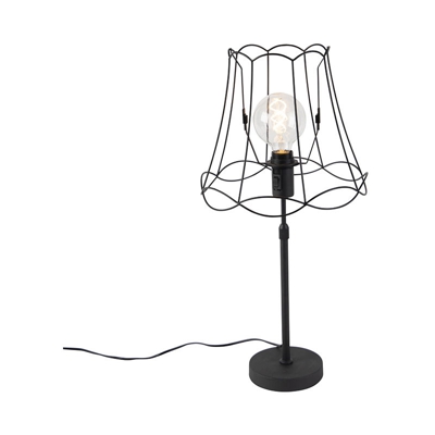 Lampada da tavolo con paralume parte - Industriale - Acciaio - Nero - Cilindro/Oblungo/Tondo Max. 1 x Watt - Qazqa