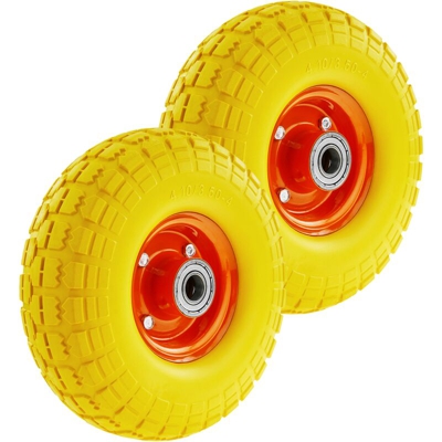 Ruota solida di carriola gialla 2-pack 120 Kg 10x3.5' 254x89 mm per piattaforme di trasporto - Primematik