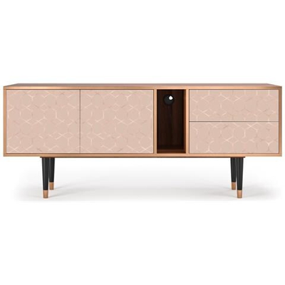 T1 Mobile Porta Tv, 2 Cassetti E 2 Ante Con Apertura A Pressione, 170w X 48d X 69h - Rose Honeycomb