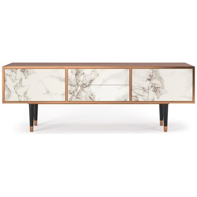T4 Mobile Porta Tv, 2 Cassetti E 2 Ante Con Apertura A Pressione, 170w X 48d X 59h - Milk Marble
