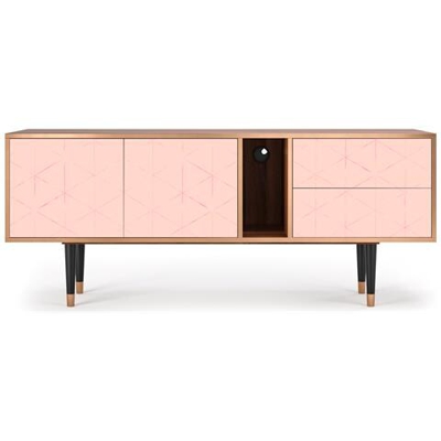 T1 Mobile Porta Tv, 2 Cassetti E 2 Ante Con Apertura A Pressione, 170w X 48d X 69h - Rose Quartz