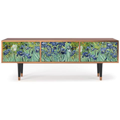 T4 Mobile Porta Tv, 2 Cassetti E 2 Ante Con Apertura A Pressione, 170w X 48d X 59h - Irises By Vincent Van Gogh