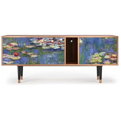 T1 Mobile Porta Tv, 2 Cassetti E 2 Ante Con Apertura A Pressione, 170w X 48d X 69h - The Water Lily Pond By Claude Monet