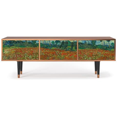 T4 Mobile Porta Tv, 2 Cassetti E 2 Ante Con Apertura A Pressione, 170w X 48d X 59h - Poppy Field By Vincent Van Gogh