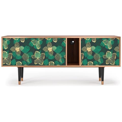 T1 Mobile Porta Tv, 2 Cassetti E 2 Ante Con Apertura A Pressione, 170w X 48d X 69h - Green Flower