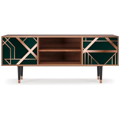 T2 Mobile Porta Tv, 2 Ante Con Apertura A Pressione, 170w X 48d X 69h - Emerald Gatsby