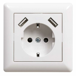 LangRay Presa USB da incasso con presa USB (max.Presa di protezione da parete System 55 per smartphone MP3, bianco brillante 2,8 A. precio