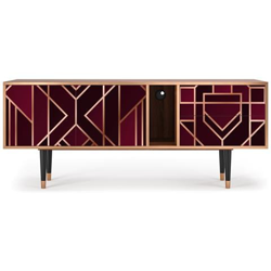T1 Mobile Porta Tv, 2 Cassetti E 2 Ante Con Apertura A Pressione, 170w X 48d X 69h - Burgundy Jewelery características