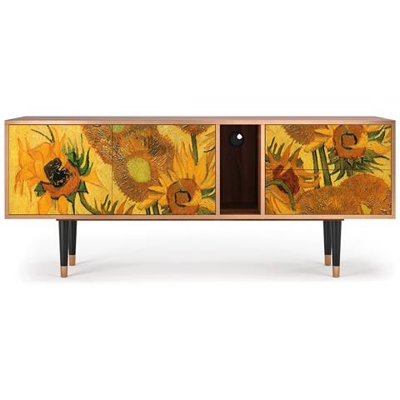 T1 Mobile Porta Tv, 2 Cassetti E 2 Ante Con Apertura A Pressione, 170w X 48d X 69h - Sunflowers By Vincent Van Gogh