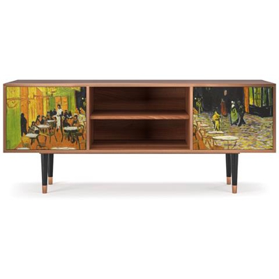 T2 Mobile Porta Tv, 2 Ante Con Apertura A Pressione, 170w X 48d X 69h - Café Terrace At Night By Vincent Van Gogh