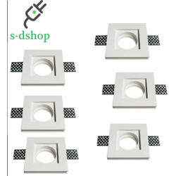 Porta faretto in gesso da incasso per lampade led a scomparsa quadrata 6 pezzi - S-DSHOP en oferta