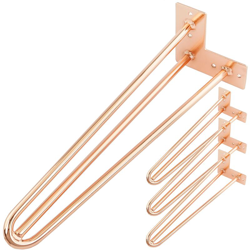 Gambe Piedini da tavolo per mobili e scrivania in acciaio 3 bacchette 41 cm rame 4-pack - Primematik precio