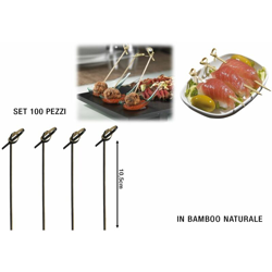Spiedi In Bamboo Deco Nero Cm.10,5 Set 100 Pz. - BIGHOUSE IT en oferta