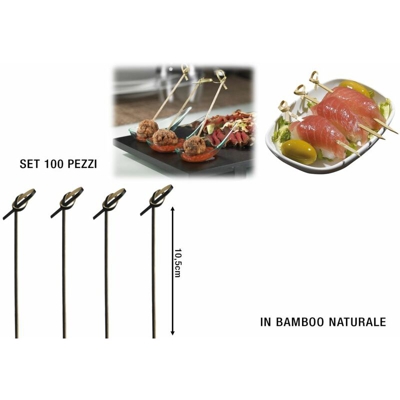 Spiedi In Bamboo Deco Nero Cm.10,5 Set 100 Pz. - BIGHOUSE IT