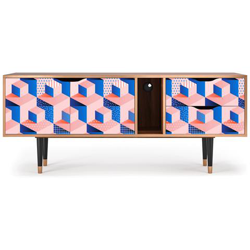 T1 Mobile Porta Tv, 2 Cassetti E 2 Ante Con Apertura A Pressione, 170w X 48d X 69h - Pinky Squares características