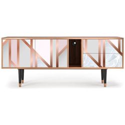 T1 Mobile Porta Tv, 2 Cassetti E 2 Ante Con Apertura A Pressione, 170w X 48d X 69h - Champagne Story características