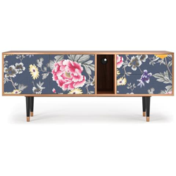 T1 Mobile Porta Tv, 2 Cassetti E 2 Ante Con Apertura A Pressione, 170w X 48d X 69h - Dark Flower Bed precio