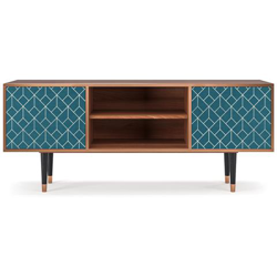 T2 Mobile Porta Tv, 2 Ante Con Apertura A Pressione, 170w X 48d X 69h - Turquoise Geometry en oferta