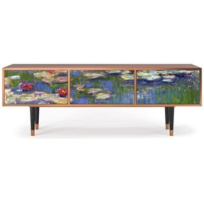T4 Mobile Porta Tv, 2 Cassetti E 2 Ante Con Apertura A Pressione, 170w X 48d X 59h - The Water Lily Pond By Claude Monet