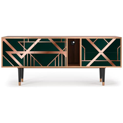 T1 Mobile Porta Tv, 2 Cassetti E 2 Ante Con Apertura A Pressione, 170w X 48d X 69h - Emerald Gatsby características