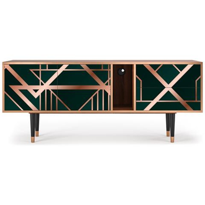 T1 Mobile Porta Tv, 2 Cassetti E 2 Ante Con Apertura A Pressione, 170w X 48d X 69h - Emerald Gatsby