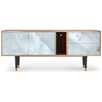 T1 Mobile Porta Tv, 2 Cassetti E 2 Ante Con Apertura A Pressione, 170w X 48d X 69h - The Onyx
