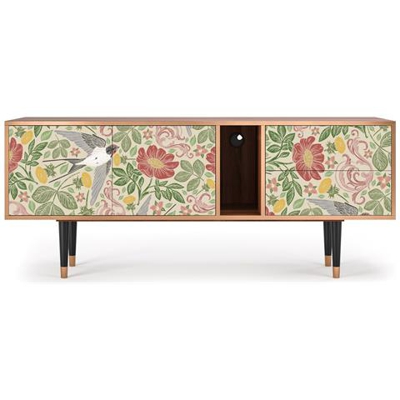 T1 Mobile Porta Tv, 2 Cassetti E 2 Ante Con Apertura A Pressione, 170w X 48d X 69h - Spring Swallow