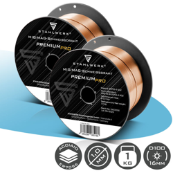 STAHLWERK Filo per saldatura MIG/MAG Ø 1,0 mm, acciaio SG3 ER70S-6, su rotolo D100 da 1 kg con mandrino da 16 mm, set universale da 2 pezzi precio