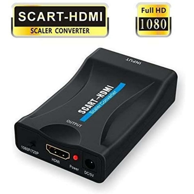 LangRay Adattatore da SCART a HDMI, convertitore da SCART a HDMI 1080P con cavo di alimentazione USB per collegare un decoder, un lettore DVD, una