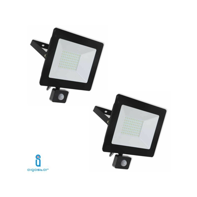 Faro Led 50 Watt Faretto Con Sensore Crepuscolare Freddo Esterno 50W 2 Pezzi Aigostar - S-DSHOP