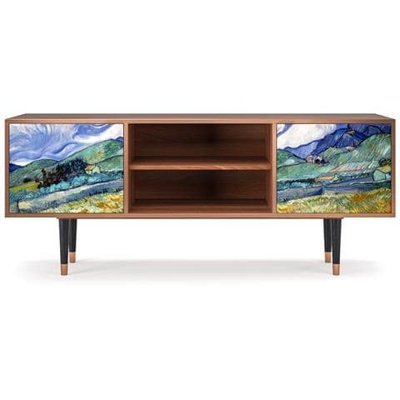 T2 Mobile Porta Tv, 2 Ante Con Apertura A Pressione, 170w X 48d X 69h - Landscape From Saint-rémy By Vincent Van Gogh