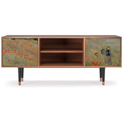 T2 Mobile Porta Tv, 2 Ante Con Apertura A Pressione, 170w X 48d X 69h - The Poppy Field Near Argenteuil By Claude Monet precio