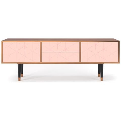 T4 Mobile Porta Tv, 2 Cassetti E 2 Ante Con Apertura A Pressione, 170w X 48d X 59h - Rose Quartz