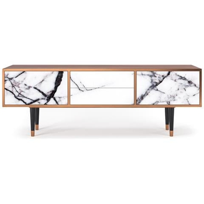T4 Mobile Porta Tv, 2 Cassetti E 2 Ante Con Apertura A Pressione, 170w X 48d X 59h - Raven Marble