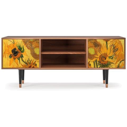 T2 Mobile Porta Tv, 2 Ante Con Apertura A Pressione, 170w X 48d X 69h - Sunflowers By Vincent Van Gogh características