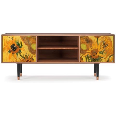 T2 Mobile Porta Tv, 2 Ante Con Apertura A Pressione, 170w X 48d X 69h - Sunflowers By Vincent Van Gogh