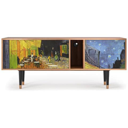 T1 Mobile Porta Tv, 2 Cassetti E 2 Ante Con Apertura A Pressione, 170w X 48d X 69h - Café Terrace At Night By Vincent Van Gogh características