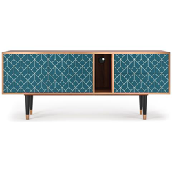 T1 Mobile Porta Tv, 2 Cassetti E 2 Ante Con Apertura A Pressione, 170w X 48d X 69h - Turquoise Geometry características