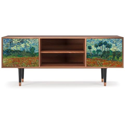 T2 Mobile Porta Tv, 2 Ante Con Apertura A Pressione, 170w X 48d X 69h - Poppy Field By Vincent Van Gogh