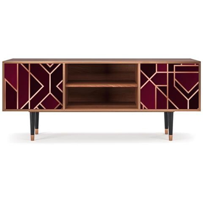 T2 Mobile Porta Tv, 2 Ante Con Apertura A Pressione, 170w X 48d X 69h - Burgundy Jewelery
