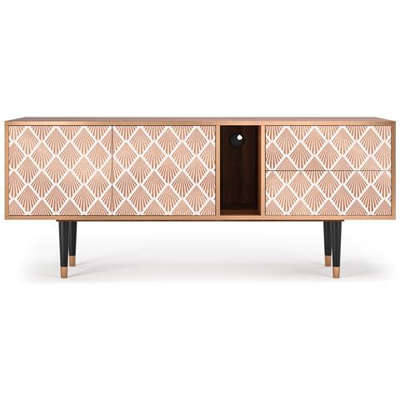 T1 Mobile Porta Tv, 2 Cassetti E 2 Ante Con Apertura A Pressione, 170w X 48d X 69h - Pastel Sunrise