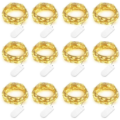 LangRay Set di 12 lucine a batteria (incluse) 2M 20 lucine a LED in filo di rame multicolore per Natale, matrimonio, festa, decorazioni per costumi