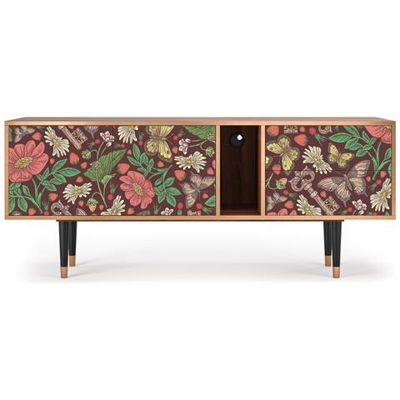 T1 Mobile Porta Tv, 2 Cassetti E 2 Ante Con Apertura A Pressione, 170w X 48d X 69h - Alice In Wonderland