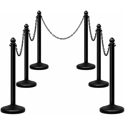 Costway - Set di 6 Transenne Delimita Corsie Transenne Separacode, Paletti di Delimitazione Eliminacode, Base Antiscivolo, Divisore di Sicurezza per