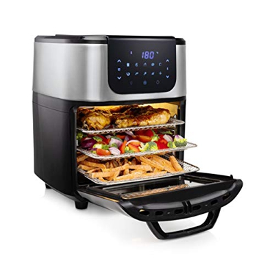 Princess 182075 Forno, 1800 W, 11 Litri, Acciaio Inossidabile, Friggitrice ad Aria Deluxe