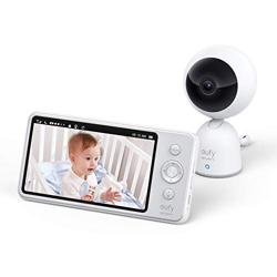 Baby monitor eufy Security, risoluzione 720p, schermo da 5”, batteria di un giorno, audio a 2 vie, visione notturna, riproduttore di ninna nanne, avvi en oferta